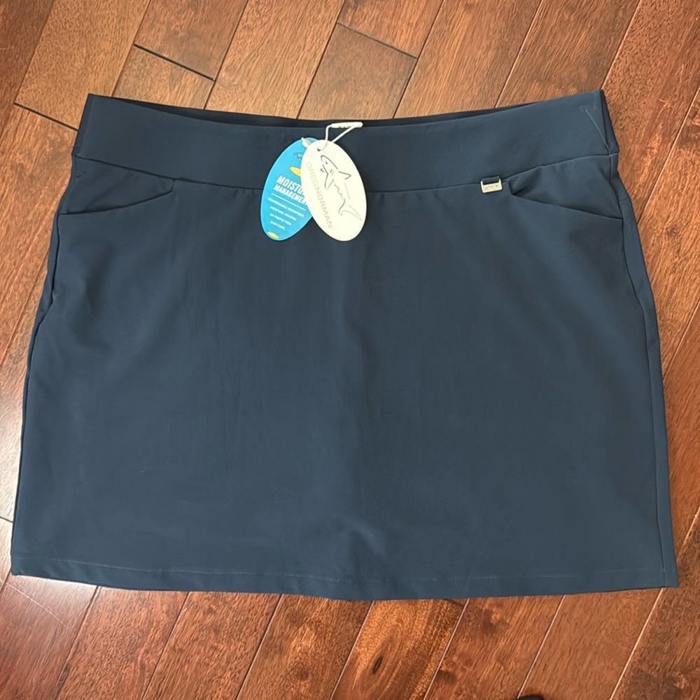 NWT Greg Norman Navy Blue White Pockets Biker Shorts Skort XXL